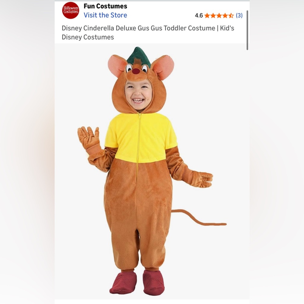 Disney Gus Gus Mouse Costume for Kids - Brown and Yellow